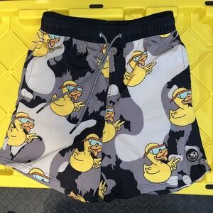 Neff Duck Medium Swim Trunks Sunglasses Black Gray Camo Stretch Boardshorts